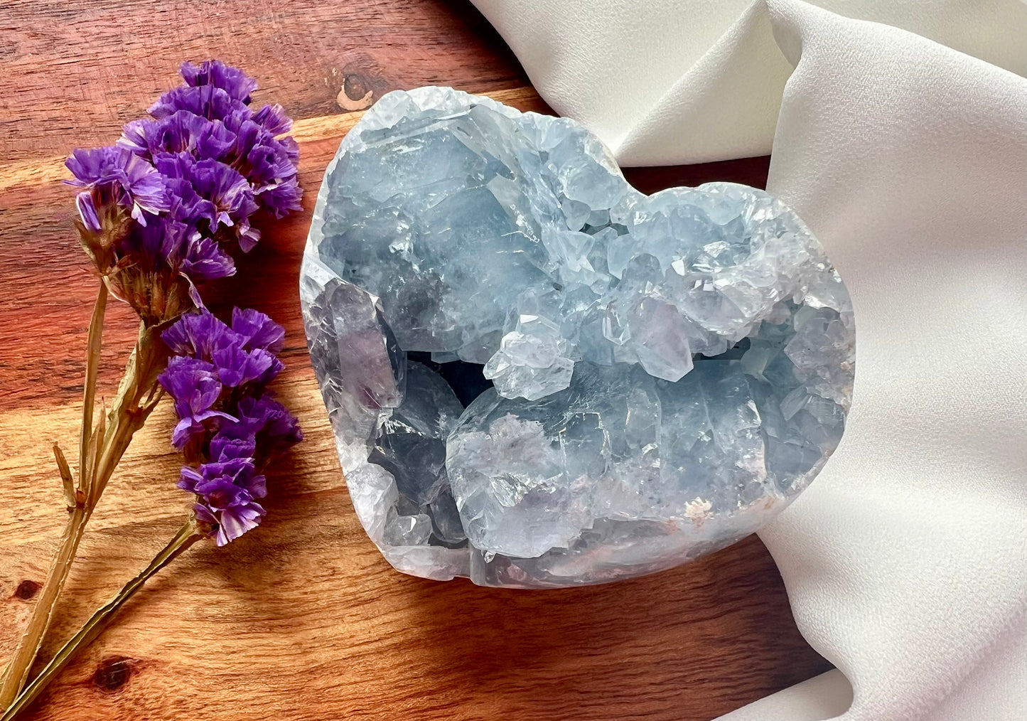Celestite Crystal Heart Cluster Geode