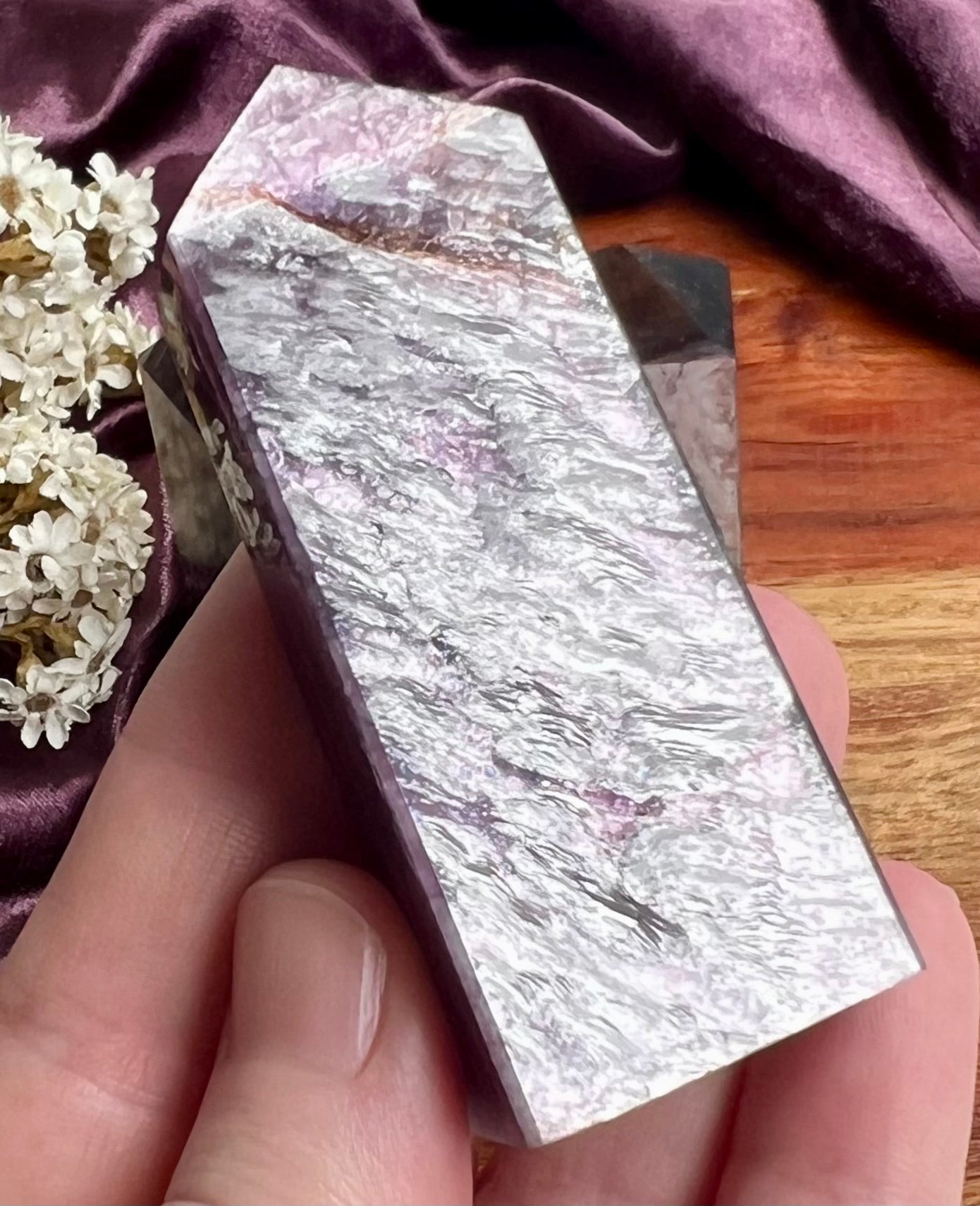 Gel Lepidolite Crystal Obelisk Point Tower