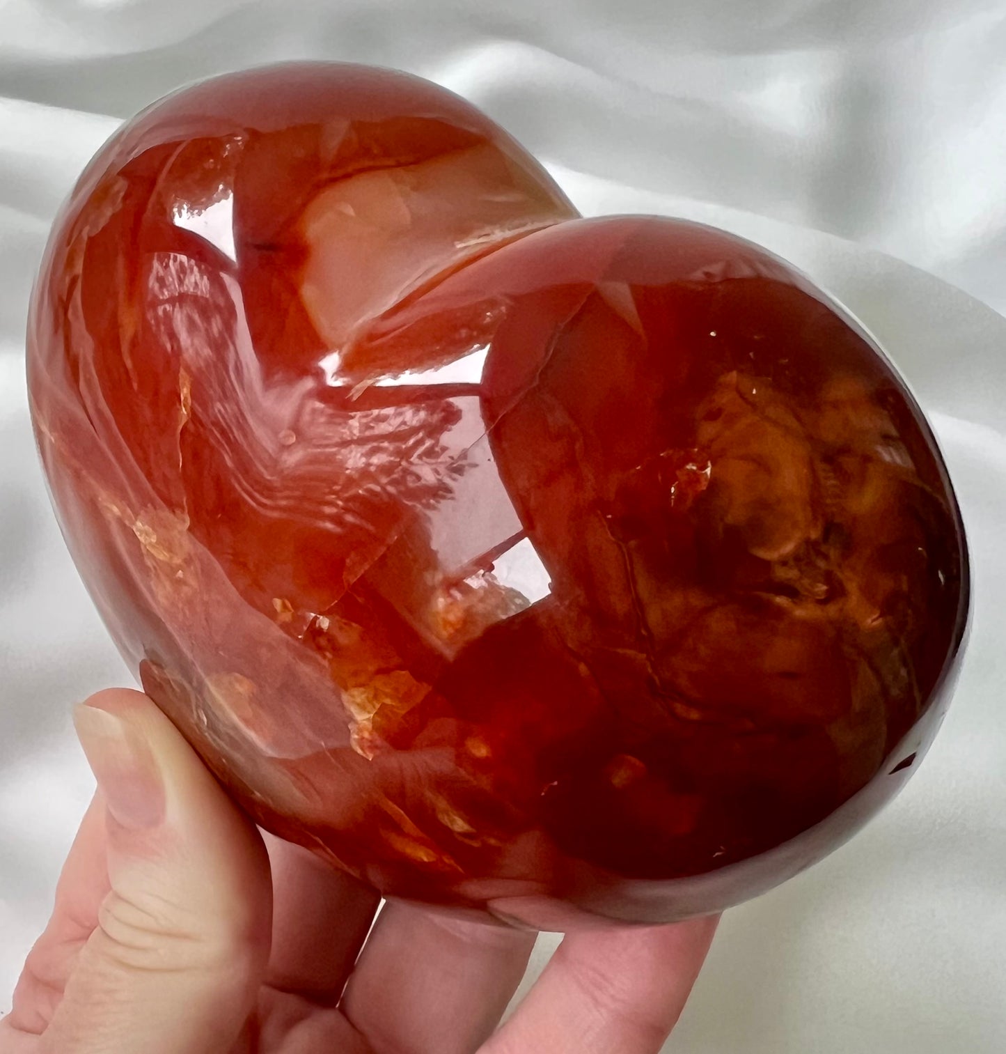 Large Natural Premium Carnelian Crystal Puffy Heart