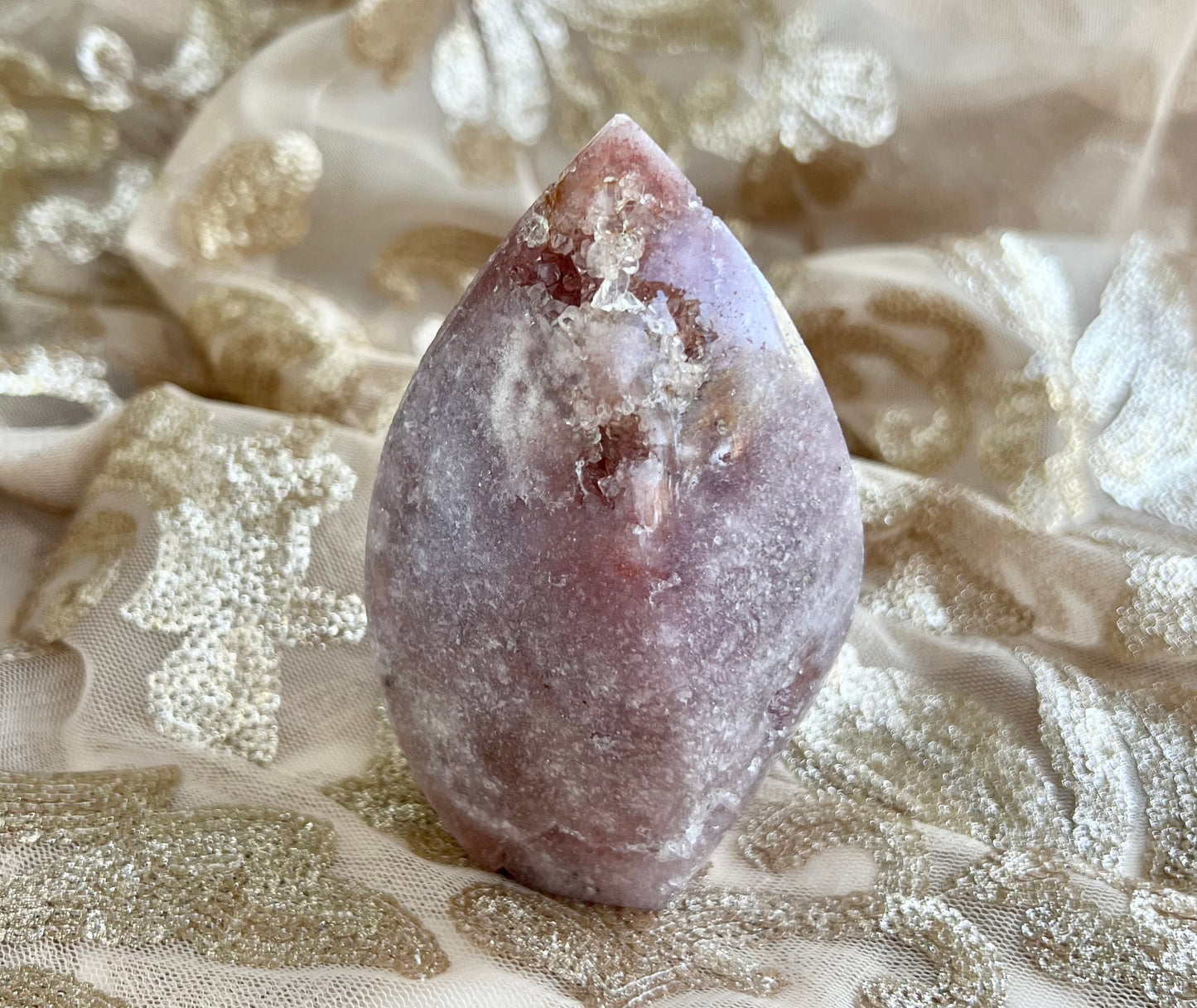 Pink Amethyst Crystal Flame Carving Size A