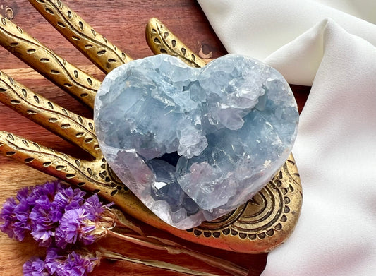 Celestite Crystal Heart Cluster Geode