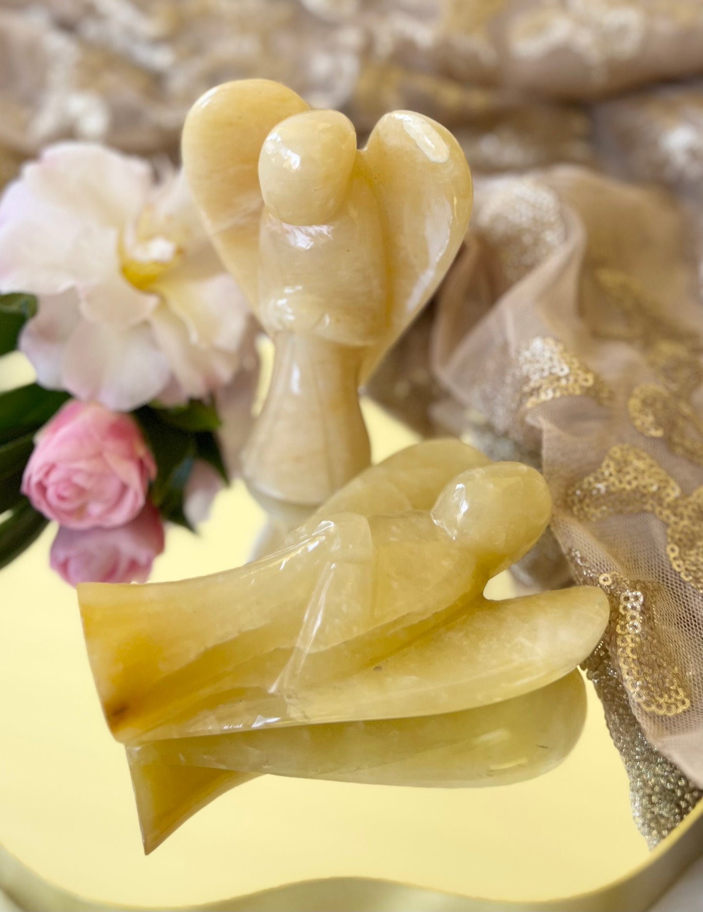 Golden Yellow Aventurine Crystal Angel Carving