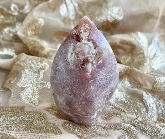 Pink Amethyst Crystal Flame Carving Size A